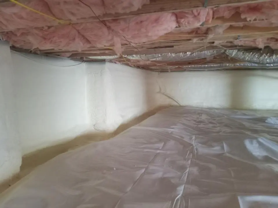 Crawl space encapsulation with closed-cell spray foam for Roof Waterproofing in North Bend